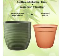 Set - Fioriera Bergamo + Kunststoffpflanztopf