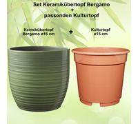 Set - Fioriera Bergamo + Kunststoffpflanztopf