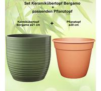 Set - Fioriera Bergamo + Kunststoffpflanztopf