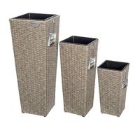 Set Fioriera In Rattan 3 Pezzi Crema