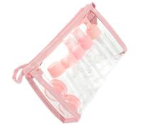 Set Flaconi Cosmetici Ricaricabili per Viaggio, Bianco PP PET | Trasparenza Chiara, Coperchio e Borsa Inclusi, per Make-up e Lavaggio Mani in Valigia