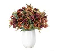 Set floreale autunnale in due pezzi con rose, ortensie, felci ed eucalipto, per riempire vasi e accenti decorativi (2)