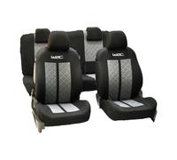 WRC 007588 Set fodere Auto Universali, Anteriore Posteriore 2/3-1/3, Racing Nero/Argento