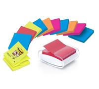 Set foglietti adesivi Post-it® Dispenser Z-Notes bianco + 12 blocchi di diversi colori bianchi NEW