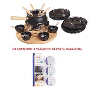 SET FONDUTA 31 PEZZI BOURGUIGNONNE EVA SMALTATO NERO FORCHETTE CIOTOLE PIATTI