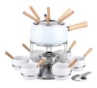 SET FONDUTA 23 PEZZI BOURGUIGNONNE EVA ACCIAIO BIANCO LUCIDO FORCHETTE CIOTOLE