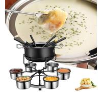 Set Fonduta, Kit Fonduta per Formaggio Carne,Fondue Bourguignonne,Set fonduta Family con 6 Forchette e 6 tazze,per Formaggio, Cioccolato, Olio e Brodo