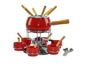 Set fonduta professionale pz.23 rosso con coppette e posate