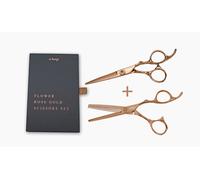 Set Forbici e-kwip Fiore Rosa Oro (Forbici Modellanti E per Tagliare i Capelli)