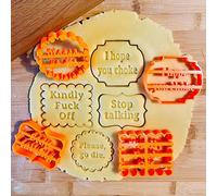 Set Formine 3D per Biscotti in Plastica con Frasi Divertenti/Irrispettose/Auguri - 4 Pezzi