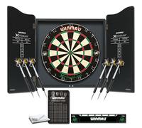 Winmau Set di Freccette Professionale Nero Sisal Inclusi Bersaglio, 2 Set di Freccette, Mobiletto, Striscia Oche, Gesso, Scheda di Controllo per Punteggi