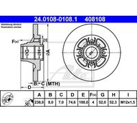 ATE 2X Disco Freno Posteriore 2380 Completo Per Renault Clio II BB_ CB_ Megane