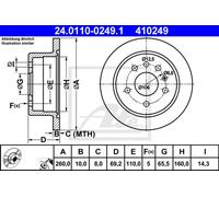 Set freni a disco ATE 24.0110-0249.1 per SAAB 900 2.3 -16