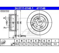 Set freni a disco ATE 24.0111-0146.1 per HYUNDAI SANTA FÉ 2.2 CRDi 4x4