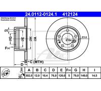 Set freni a disco ATE 24.0112-0124.1 per BMW Série 5 2.5 525 tds