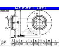 Set freni a disco ATE 24.0112-0211.1 per PEUGEOT 308 1.6 BlueHDi 120