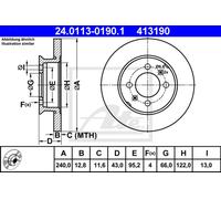 Set freni a disco ATE 24.0113-0190.1 per ROVER 100 1.1 111 C/L/S