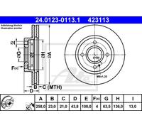 Set freni a disco ATE 24.0123-0113.1 per FORD FIESTA 1.25