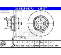 Set freni a disco ATE 24.0128-0137.1 per SAAB 9-3 1.9 TiD