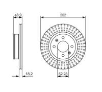 BOSCH disco freno 0986479770 ventilato diametro 252 spessore 18 mm 4 fori