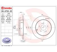 Set freni a disco BREMBO 08.A755.20 per MITSUBISHI GRANDIS (NA_W)