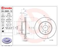 BREMBO disco freno 09.6983.10 ventilato diametro 276 spessore 22 mm 5 fori