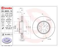 BREMBO disco freno 09.8633.11 ventilato diametro 286 spessore 26 mm 5 fori