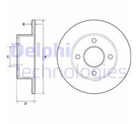 Set freni a disco DELPHI BG2343 per AUDI 80 1.9 TDI