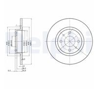 Dischi freno DELPHI BG2411, anteriore, pieno, 2 Pezzo