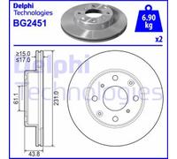 Set freni a disco DELPHI BG2451 per HONDA CIVIC 1.4 L (EC9)