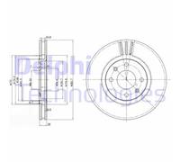 Delphi Disco freno BG2872 ventilato anteriore kit coppia per Citroën/Peugeot