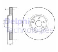 Delphi Discofreno BG4746C ventilato - Kit coppia dischi anteriore per Renault Scenic