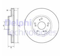 2x Disco freno ventilato BG4774C DELPHI per HONDA ACCORD VII Tourer ACCORD VII
