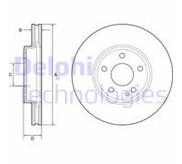 DELPHI Disco freno BG4788C ventilato anteriore Kit 2 pezzi per MERCEDES-BENZ