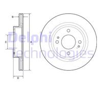 2x Disco freno ventilato BG4830C DELPHI per MITSUBISHI MIRAGE VI Tre volumi