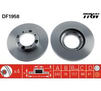 Set freni a disco TRW DF1958 per HYUNDAI PONY 1.3 i 12V