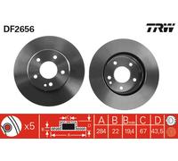 Set freni a disco TRW DF2656 per MERCEDES W202)