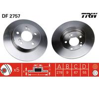 TRW Disco freno DF2757 posteriore pieno 1 pezzo