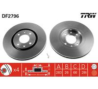 Set freni a disco TRW DF2796 per PEUGEOT 406 2.0 HDI 110