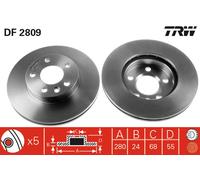 Set freni a disco TRW DF2809 per VW TRANSPORTER 2.5 TDI