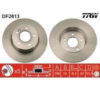 TRW Disco freno DF2813 posteriore pieno 1 pezzo