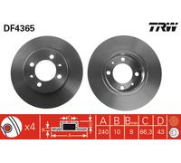 2x TRW DF4365 Disco Freno per MG Tf Mgf Rd