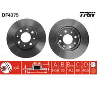 Set freni a disco TRW DF4375 per FIAT 500 1.2