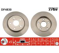 TRW disco freno DF4830 pieno diametro 270 spessore 10 mm 5 fori