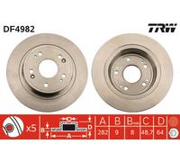 Set freni a disco TRW DF4982 per HONDA ACCORD 2.2 i-DTEC (CU3)