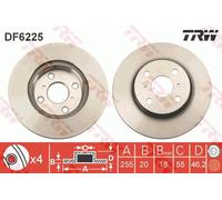 TRW Disco freno DF6225 ventilato per Aston Martin, Toyota – Coppia
