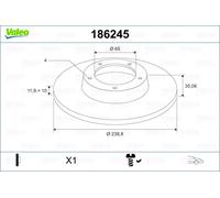 VALEO 186245 Disco freno