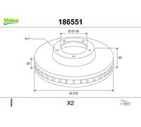 VALEO 186551 Disco freno