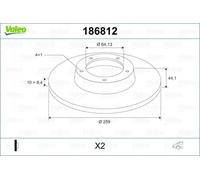 VALEO 186812 Disco freno