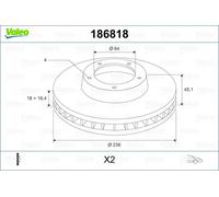 VALEO 186818 Disco freno